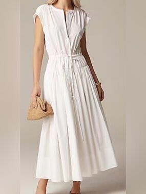 J. Crew White Cap-Sleeve Maxi Dress